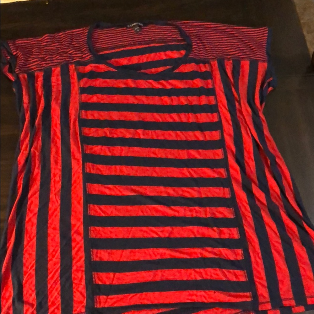Express Long Soft Cotton Cap Sleeves Tee Size L